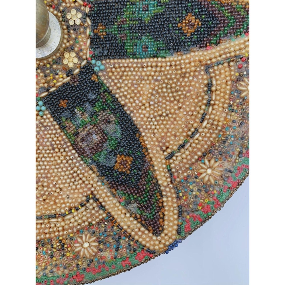 Vintage Beaded Tramp Art Bowl – Jeweled Mosaic, Spindle Handle, 1920s-1950s - Picture 6 of 16